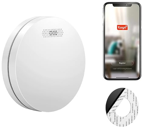 SAVS SM11W Rauchmelder WLAN – 10 Jahre Batterie – Smart kompatibel mit Tuya App - Extra flaches Design – Feuermelder WiFi – Montage ohne Bohren (1)