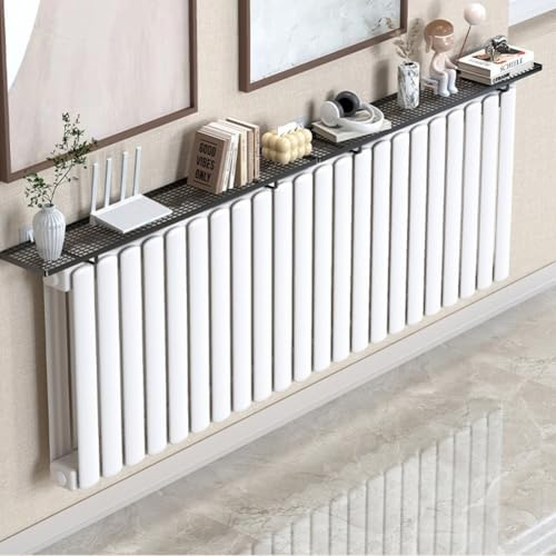 Lot de 2 étagères supérieures de radiateur avec crochets pour organiser les vêtements et les accessoires, design peu encombrant pour maximiser l'utilité sur les radiateurs, aucun outil nécessaire