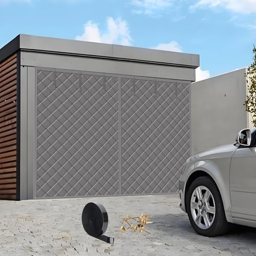 183 213 244 305 488cm Garageportsskärm, Magnetisk Termisk Garageportsisoleringskit, Garageportsisolerade Paneler, Upprullningsgardin för Vinterbruk Ljudisolerande(Grå,W18xH7ft/549x213cm)
