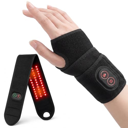 Cordless Electric Wrist Heating Pad with Vibration, 3000mAh Rechargeable Wrist Warmer Massager with 3 Heat Levels 3 Vibration Modes, Adjustable Portable Heated Wrist Wrap Fits Left Right Hand