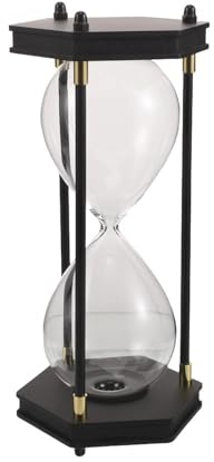 RUNROTOO Reloj de Arena vacío: Reloj de Arena de Vidrio rellenable para Ceremonia de Boda - de Vintage - Urna Decorativa con Marco Hexagonal de Madera para Cenizas