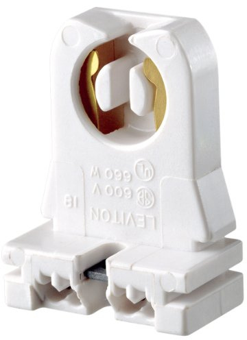 Leviton Medium Base, Bi-Pin, Standard Fluorescent Lamp Holder, 13353-N, White