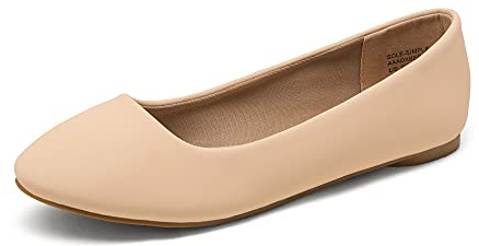 DREAM PAIRS Women's Sole-Simple Ballet Flat,Ladies' Ballerina Walking Flats Shoes for Comfort and Fashion Style,Size 9,Nude/Nubuck,Sole-Simple