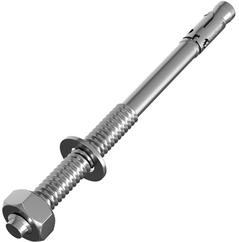 Lumonic 5x Kraftigt ankare M16 x 245mm | Galvaniserade kilankare av hög kvalitet | Genomsticksmontering, OMEDELBART LADDNINGSBAR | Förankring i betong, Kraftigt ankare | för skärmtak, Räcken, Hyllor,