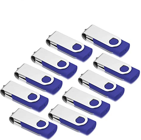 USB Sticks 2GB 10 Stück, AreTop High Speed USB 2.0 Metall Speicherstick Rotate Flash Drive Pack (Blau)