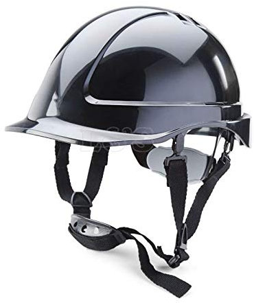 Hard Hat Safety Helmet c/w V Type 4 Point Chin Strap - Black