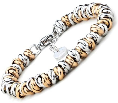 SAGA GIOIELLI® BRACCIALE DONNA INTRECCIATO NODINI ACCIAIO DIVERSI COLORI (RAMATO-ARGENTATO)