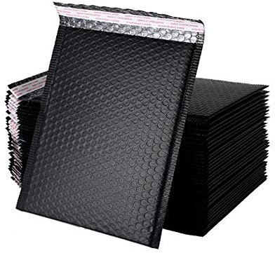 Enveloppes à bulles auto-scellantes SUNSHINETEK Lot de 16 enveloppes étanches rembourrées Enveloppes à bulles poly Enveloppes rembourrées auto-scellantes Sacs d'expédition antichoc (noir, 13 * 18 cm)