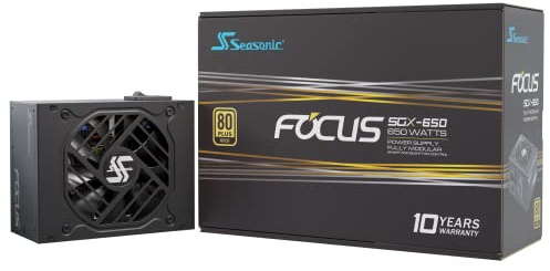 Seasonic Focus SGX-650 (2021), 650W 80+ Gold, módulo Completo, Factor de Forma SFX, tamaño Compacto, Control de Ventilador en Modo sin Ventilador, silencioso y refrigeración, Fuente de alimentación,