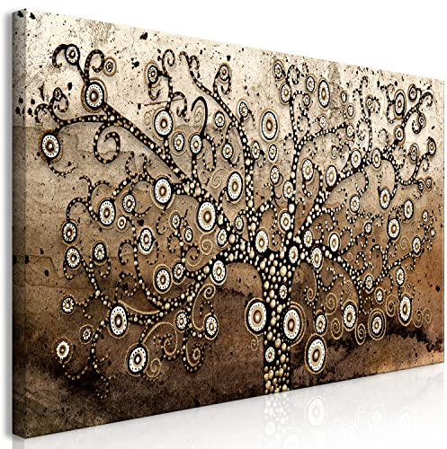 B&D XXL - Wandbilder XXL Gustav Klimt Baum des Lebens 140x70 cm Vlies Leinwandbild 1 Teilig Kunstdruck modern Wandbilder XXL Wanddekoration Design Wand Bild - Abstrakt wie gemalt