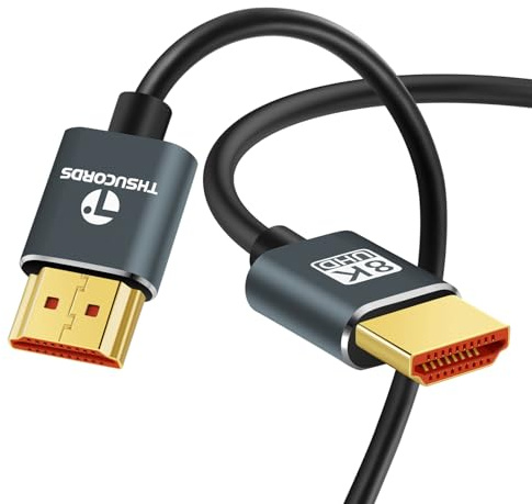 Thsucords Ultradünne 8K 4K HDMI Kabel 2M, Schlanke Flexible Weiche Hochgeschwindigkeits HDMI 2.1 Unterstützung 4K@120Hz 8K@60Hz 48Gbps kompatibel mit Roku TV/HDTV/PS5/Blu-ray