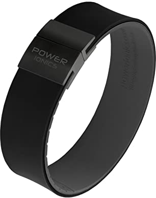Power Ionics Turmalin Silikon Armband Herren Unisex Sportarmband für Energieausgleich, Black/Gray Silicone Band, 13 cm - 21 cm Black Buckle