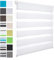 WOLTU Doppelrollo Klemmfix ohne Bohren Weiß B75 x H120 cm, Duo Rollo Zebrarollo Fensterrollo Klemmrollo Seitenzugrollo Easyfix lichtdurchlässig & verdunkelnd Rollos für Fenster und Tür