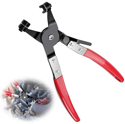 Sukudon Pinze per tubi flessibili resistenti per rimozione e installazione, strumento di riparazione automatica per tubi dell'acqua dell'auto ad anello e morsetti girevoli a fascia piatta (rosso)