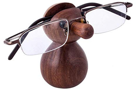 PR INTERNATIONAL Soporte de madera hecho a mano con forma de muñeca para oficina, escritorio/mesa (soporte para gafas)
