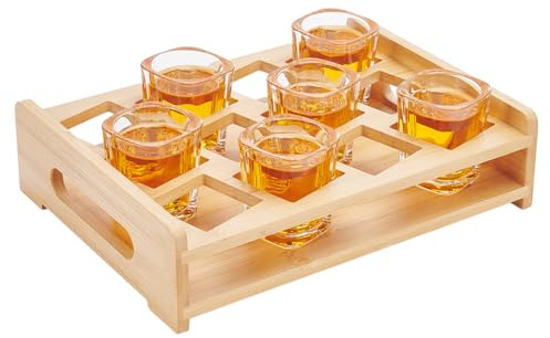 PH PandaHall Vinglashållare Likörglas glas glas låda bambu likörglas serveringsbricka med 1,87 tum fyrkantigt hål för 12 koppar, bar