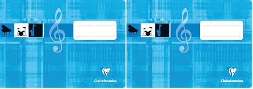 Clairefontaine 31514C - Cahier scolaire, idéal pour les cours de musique, A5 14,8x21 cm format paysage, 16 pages avec portées, 90g, 1 pièce, turquoise (Lot de 2)