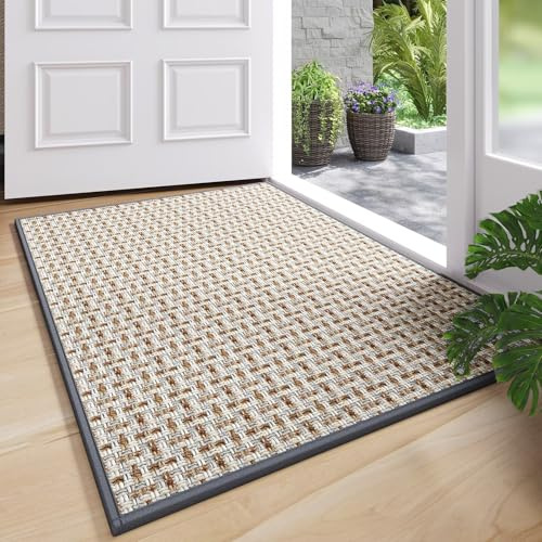 YDKGL Door Mat Entrance 24x35, Dirt Resistant and Absorbent, Non-Slip Rubber Backing Floor Mats, Easy Clean Low-Profile Doormat for Entryway, Front Door, Inside Entrance, Grey