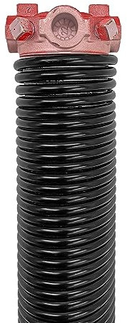 KaiMinDogz Right Hand Wind (Red Cone) 2 Garage Door Torsion Spring with Non-Slip Winding Bars & Gloves, Electrophoresis Black Coated, for Replacement, MIN 16,000 Cycles (0.225x2x24)