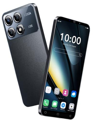 HyRich Telefono a buon mercato, desktop Android, 5.0 pollici, ROM 16 GB (scalabile 128 GB), doppia fotocamera con doppia scheda, WiFi, Bluetooth, smartphone Face Unlock (X6Pro-Nero)