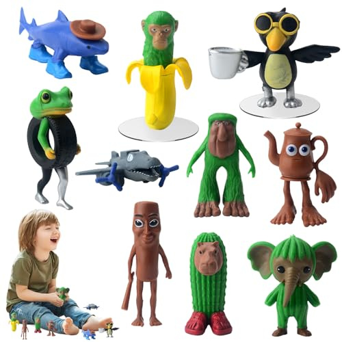 10PCS Tung Tung Tung Sahur Figure Toy,Tralalero Tralala Figura,Brainrot Animales Figura,Italian Brainrot Figures,Figuras de Acción para Decoración de Fanáticos,Desk Decorations Gifts