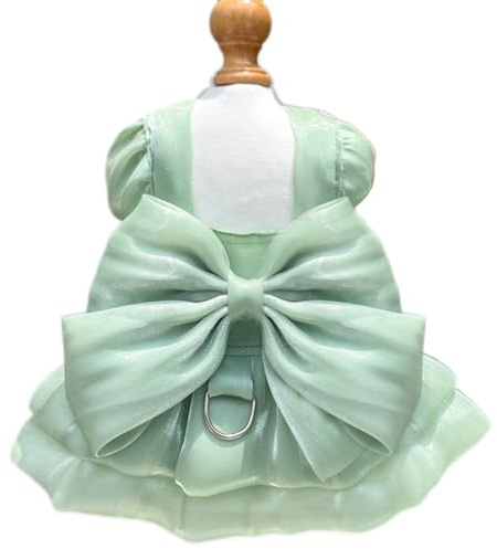 Hundprinsessklänningar för små hundar katt rosettklänning med ring hund flickkläder söt valp tutu-kjol vovve sommardräkt husdjurskläder för Shih Tzu Yorkie Chihuahua Clothe (grön, L (3,5-5 kg))