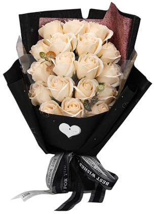 TEEKU Ramo de flores con rosas rojas preservadas, flores frescas naturales reales de larga duración, pequeñas para esposa, niños, mamá, abuela, cumpleaños (E, talla única)