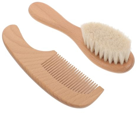 Toyvian Ensemble Brosse à Cheveux Bébé Doux Et Peigne En Bois Poils Souples, Brosse Pour Croûtes De Lait, Soin Du Cuir Chevelu, Adapté -né Et Jeunes Parents, Facilité De Nettoyage