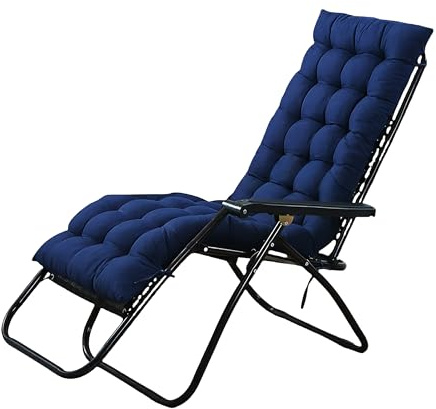 Surwin Color Sólido Cojín Tumbona Jardin Exterior, Cojines para Sillas de Jardin, Colchóneta para Tumbonas Sillas y Hamacas, Mecedora Exterior, para Terraza, Balcón, Playa (Azul Marino,48x168cm)