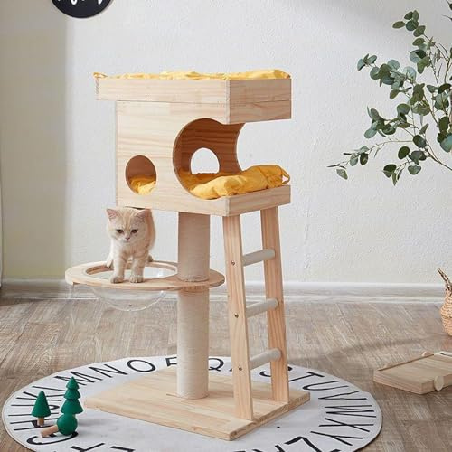 Arbre à chat élégant et moderne – Tour d'intérieur parfaite pour le plaisir, le repos et les griffures – Colonne à gratter durable – Meubles pour animaux de compagnie de taille moyenne