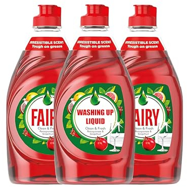 Ffairy Washing Up Liquid – Pomegranate & Grapefruit | 320ml (Pack of 3) | Long-Lasting Grease-Cutting Power | Fresh Fruity Scent | Gentle on Hands