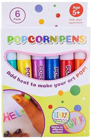 dowuiii Magiska bläckpennor, 6 stycken magiska popcorns pennor 3D | Color DIY Bubble Popcorns ritpennor, kreativa markörer för klippböcker, konstprojekt, gratulationskort design