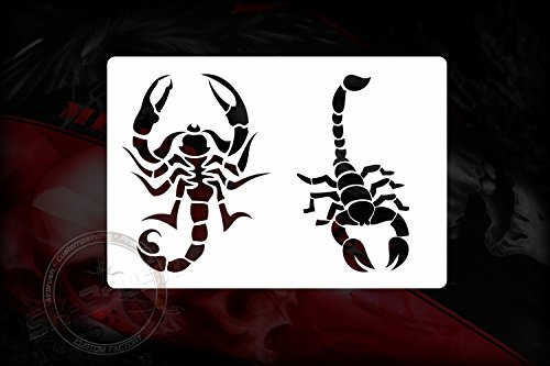 Herterich Products Skorpion Schablone | Scorpion Stencil | Profi Airbrush Schablone Vorlage | Präzises Design für Tattoos und Graffiti | Wiederverwendbar und Lösemittelresistent