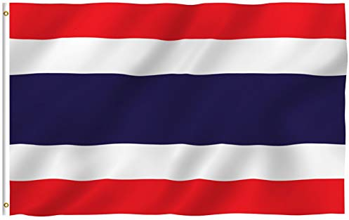 Anley Fly Breeze Bandera de Tailandia de 3x5 pies - Color Vivo y Resistente a la decoloración UV - Encabezado de Lona y Doble Costura - Banderas Nacionales tailandesas Poliéster con Arandelas