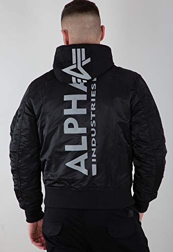 Alpha Industries MA-1 ZH Giacca bomber con stampa sul retro per uomo Black/Reflective