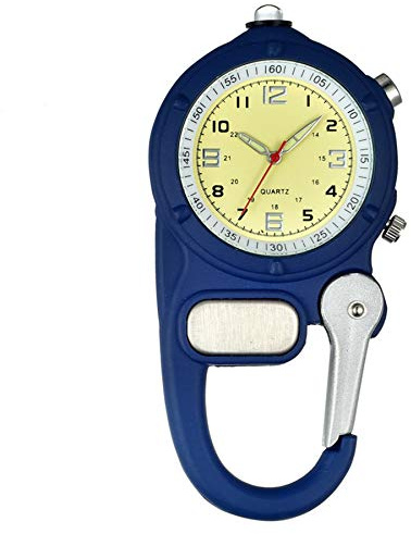 JewelryWe Men Women Clip-on Quartz Watch Backpack Fob Belt Watch Luminous Mini Microlight Pocket Watch for Rock Climbing Doctors Nurses Outdoor Activities