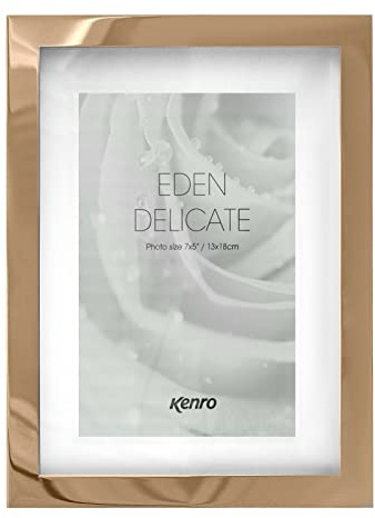 Kenro Eden Delicate Rose Gold Plated Metal Photo Frame with Ivory Mount (8x10 Inch / 20x25cm) - Luxury Rose Gold Picture Frame with Black Easel Back (Gift Box Included)