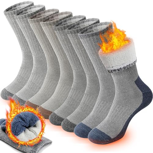 PROETRADE Calzini Uomo Donna Calze Termiche Spugna Invernali Lavoro Trekking 4 Paia Regali Calzini (Assortiti A,M)
