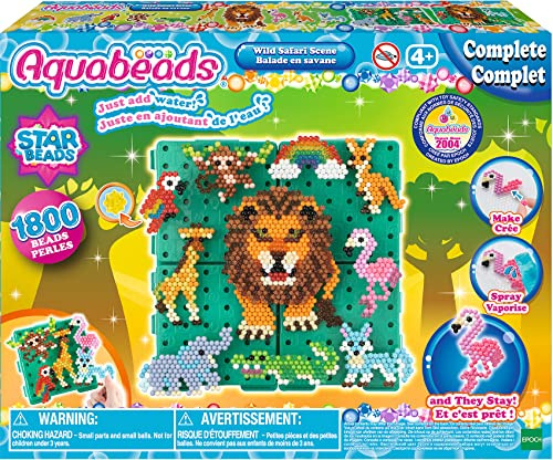 Aquabeads - Balade en savane - Kit de loisirs créatifs - Activité manuelle enfants en toute autonomie - Coffret de perles qui collent avec de l'eau - Jouet enfant 4 ans et + - 31968