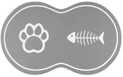 Lurowo Napfunterlage Katzen 60x36 cm, rutschfeste Unterlage Katzennapf, Saugfähigkeit Futtermatte Katze, wasserdicht Katzennapf Unterlage, Unterlagematte für Katzennapf