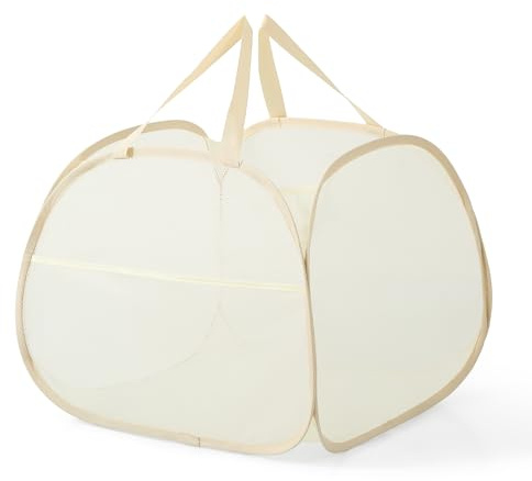 KIAYOO Panier à Linge Pliable, Corbeilles à Linge Pop Up Laundry Baskets Sac à Linge,Paniere a linge sale avec Manipuler pour Salle de bain Chambre à coucher Buanderie Chambre d'enfant Voyage, Beige