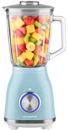 OVENTE Countertop Blender, 50 Oz, 4 Speed Settings, 550W, Blue BLH2604LBL