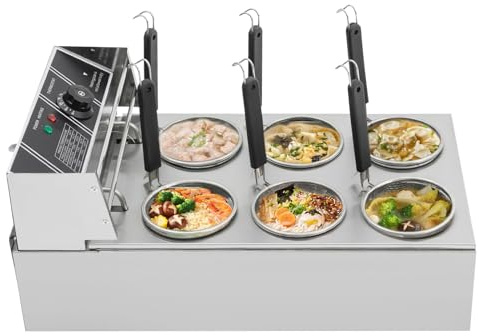 Casserole à pâtes électrique avec passoire, en acier inoxydable, 6 paniers, 2000 W, 20 l, plage de température 60-200 °C, pour la restauration, la cuisine
