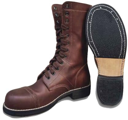CDJBHW WW2 M1942 Bottes Parachutistes Hommes Vintage Field Randonnée Cuir Boots Réplique WWII D - Day US M42 Combat Chaussures (47)