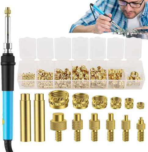 Juego de calor - Herramienta de uso profesional para soldadura de insertos roscados, compatible con tamaños M2, M2,5, M3, M4, M5, M6, piezas de equipo resistentes al calor para impresión 3D