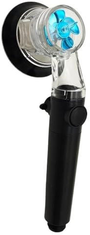 Soffione doccia per bagno con elica di design, ad alta pressione, risparmio idrico, con pulsante regolabile, filtro integrato, soffione doccia portatile(Black)