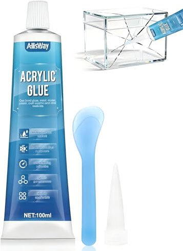 Allisway Plastlim, lim för akrylskivor, plastlim, vattentätt och isolerande, lämpligt för akrylprodukter, silikon och metaller, stark vidhäftning, 100 ml