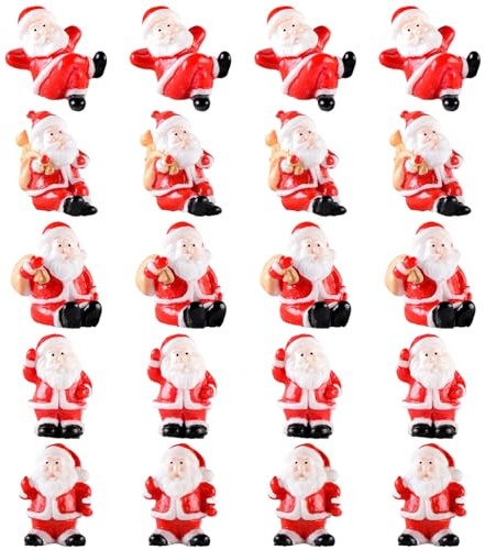 Figurines de Statue de Père Noël 20 pièces Mini décorations Noël délicates et ravissantes Figurines Miniatures en résine pour Fournitures fête à la Maison Bureau
