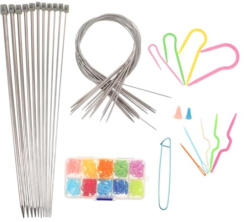 DIYEAH 1 Set di Accessori per lavori a Maglia all'Uncinetto - Set di segnapunti per Uncinetto per tappeti e tappeti - Ago in Metallo per Cucire Maglioni a Maglia