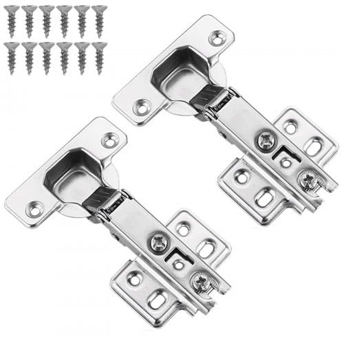 2 Pezzi Cerniere per Ante Cucina, 35mm Nascoste Copertura Completa Cerniere per Armadio con Ammortizzatore Idraulico Chiusura Ammortizzata con viti, per porte mobili, cucina, armadi